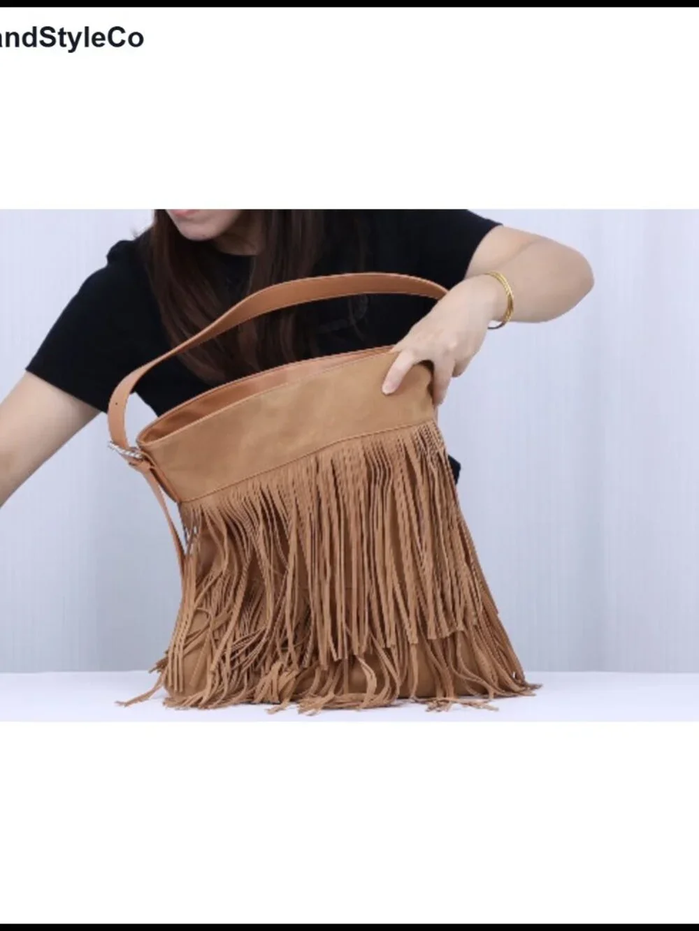 Fringe Hobo Bag for Women Vegan Faux Suede Leather Tassel Shoulder Bag